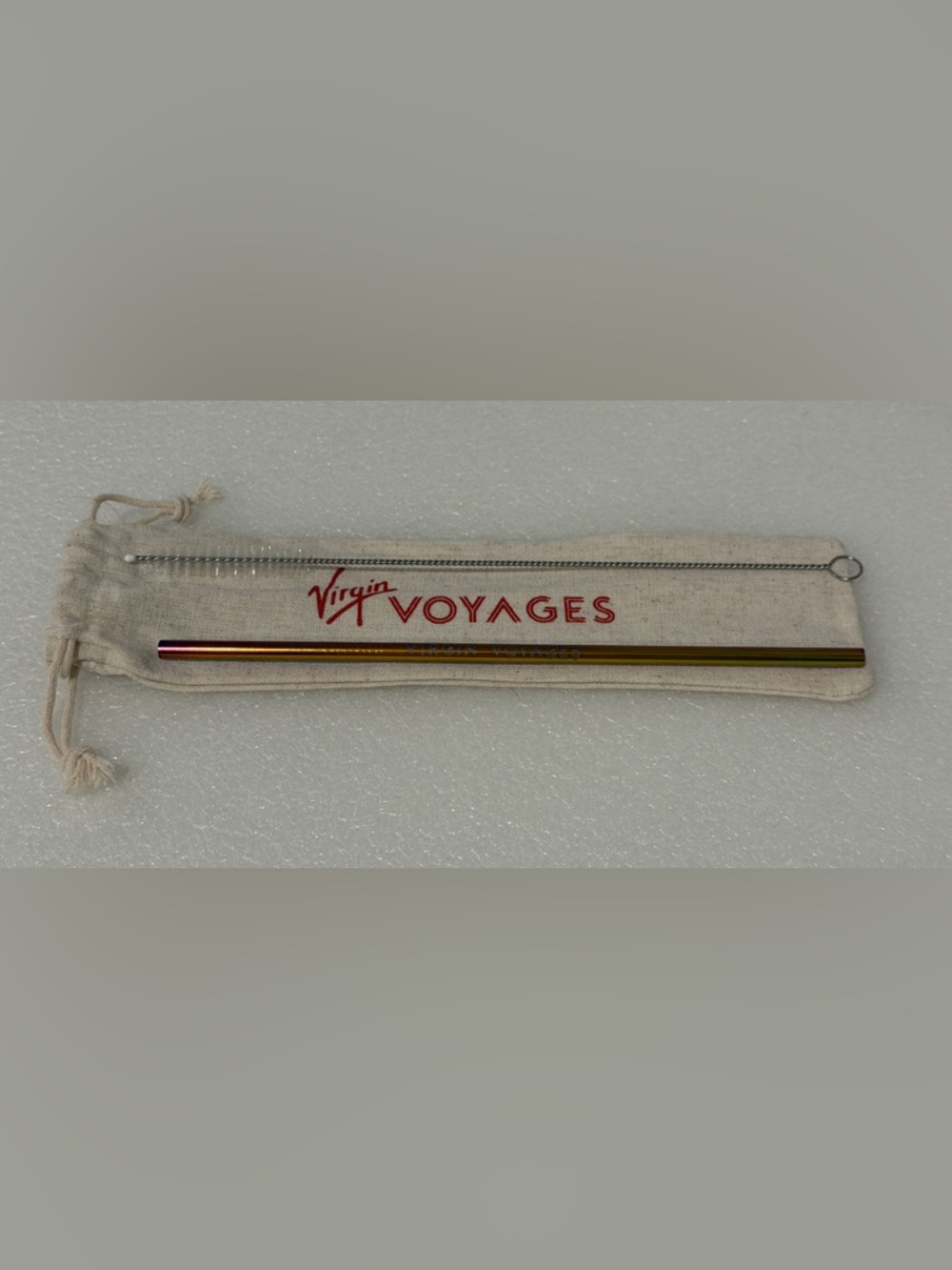 Virgin Voyages Stainless Steel Straw With Cleaning Brush And Storage Bag NEW